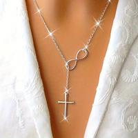 Luxury S925 Sterling Silver Infinity Lucky 8 Cross Pendant Necklace - Hypoallergenic, 4.5g, Suitable for Daily Wear, Holiday,...