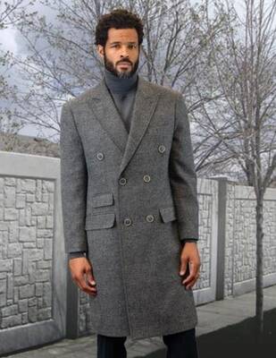 Mens Overcoat -Mens Long Wool Topcoats- Topcoat For Men-Mens Double breasted Overcoat - 