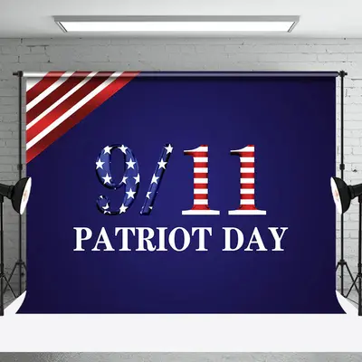 Aperturee Navy Blue American Flag 911 Patriot Day Backdrop | Custom Party Backdrop Wall | Backdrop Sunflower Party Decoration...