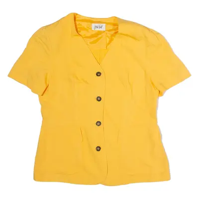 JEAN-PAUL Womens Blazer Jacket Yellow Linen 80s UK 14