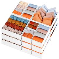 Criusia Drawer Clothes Organizer 15 Pack - Bedroom, Wardrobe and Baby Clothes Organizer, Storage Dividers in Foldable Sock Bo...