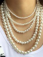 5pcs Elegant Faux Pearl Decor Beaded Necklace for Gift, Faux Pearl Jewelry