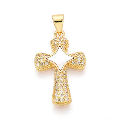 Brass Micro Pave Clear Cubic Zirconia Pendants