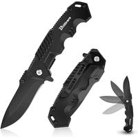 Pocket Knife, Folding Tactical Knives Blade 2.6in, Foldable Survival Small Knife with Clip, Button Lock & Glass Breaker, Ever...