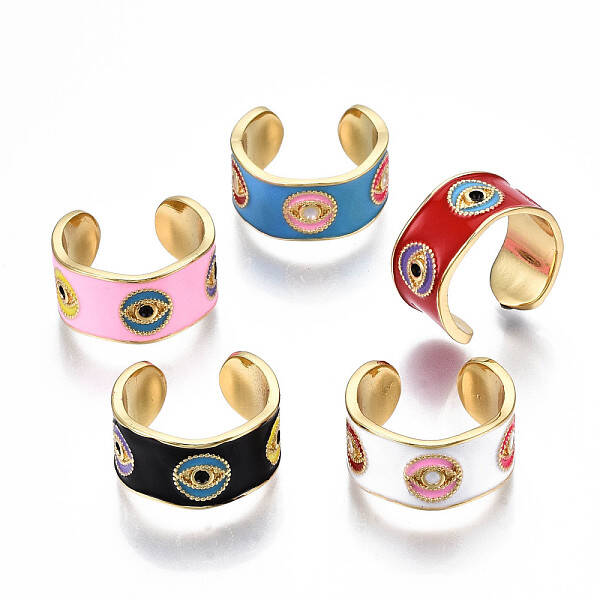 Brass Enamel Cuff Rings