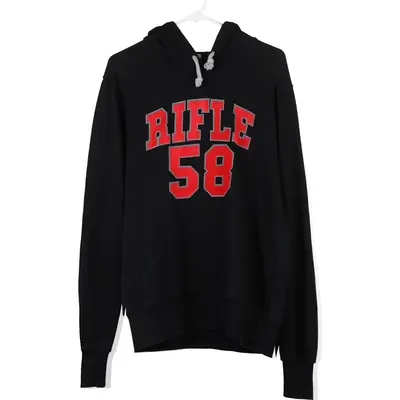 Rifle Spellout Hoodie - Medium Black Cotton Blend