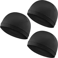 3Pcs Skull Caps Soft Lightweight Beanie Hats Moisture Wicking Stretchy Breathable  Liner for Men