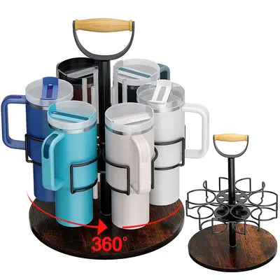 360° Rotatable Cup Holder, Cup Storage Rack with Handle, Kitchen Cup Organizer, Kitchen Storage Organizer, Kitchen Accessori...