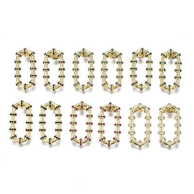 Brass Micro Pave Cubic Zirconia Stud Earrings