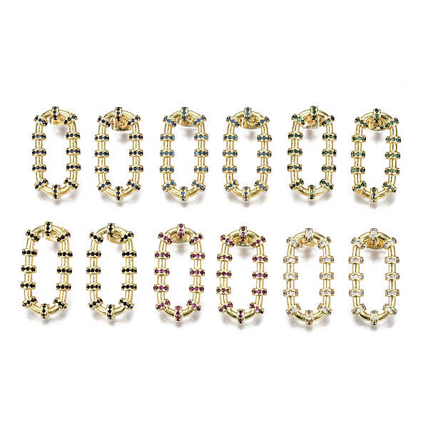 Brass Micro Pave Cubic Zirconia Stud Earrings