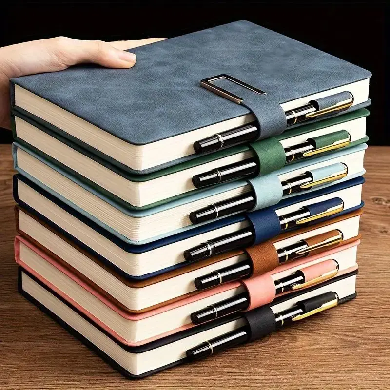 A5 Notebook with Pen Holder, 1/2/3/5/10pcs Retro Minimalist Style Notebook without Pen, Office Supplies, Business Office Meet...