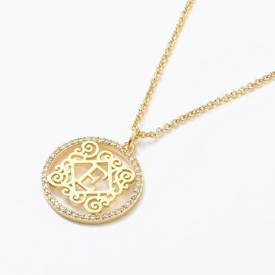 Brass Micro Pave Clear Cubic Zirconia Pendant Necklaces