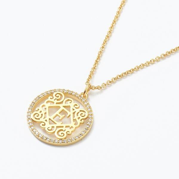 Brass Micro Pave Clear Cubic Zirconia Pendant Necklaces