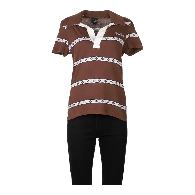 Just Cavalli Striped Polo Shirt - Medium Brown Cotton