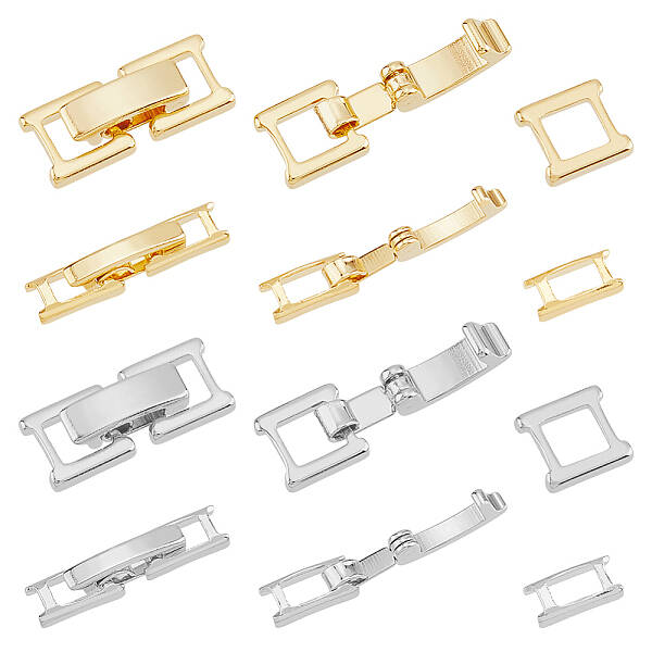 16Pcs 4 Styles Eco-Friendly Brass Watch Band Clasps
