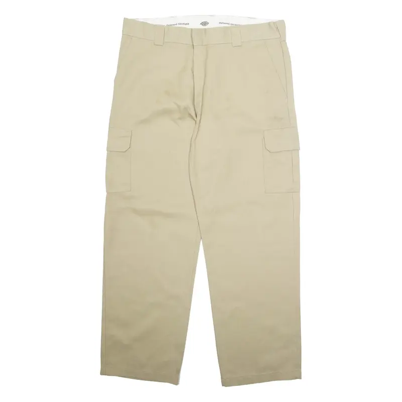 DICKIES Cargo Mens Trousers Beige Relaxed Straight W38 L31