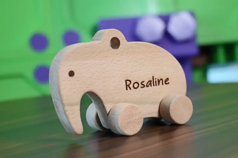 Wooden Toy Car - Elephant - Personalized - Handmade Montessori Toy