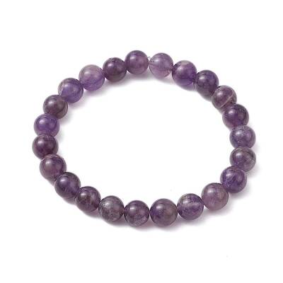 Natural Amethyst Beaded Stretch Bracelets for Women Men