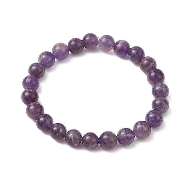Natural Amethyst Beaded Stretch Bracelets for Women Men