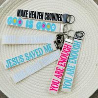 Christian Trendy keychain, bible verse car accessory religious gift, cotton keychain, make heaven crowded, wristlet, faith in...