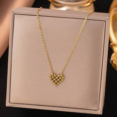304 Stainless Steel Cluster Heart Pendant Necklaces for Women Men