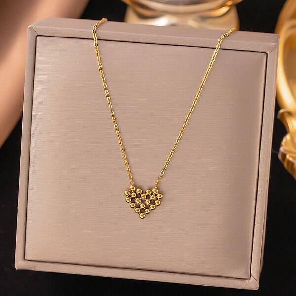 304 Stainless Steel Cluster Heart Pendant Necklaces for Women Men