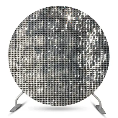 Aperturee Silver Lattice Glitter Round Birthday Party Backdrop | Circle Background For Party | Round Backdrop Cover Diy | Rou...