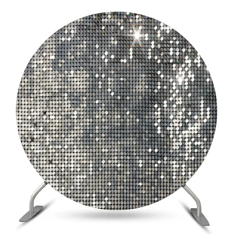Aperturee Silver Lattice Glitter Round Birthday Party Backdrop | Circle Background For Party | Round Backdrop Cover Diy | Rou...