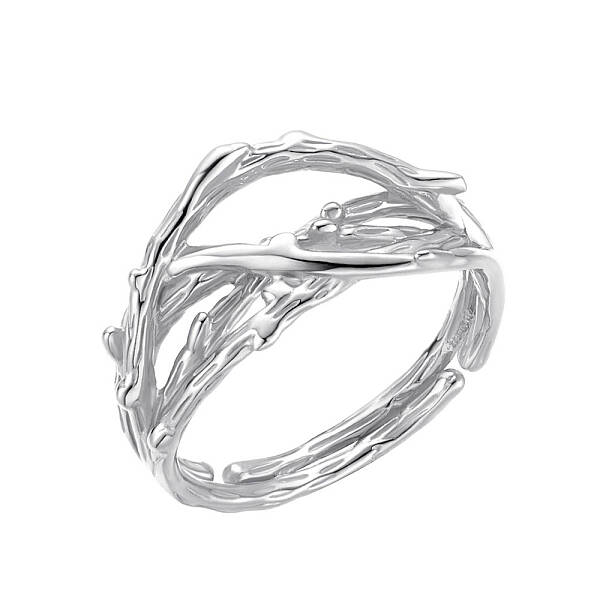 Adjustable Rhodium Plated 925 Sterling Silver Branch Rings