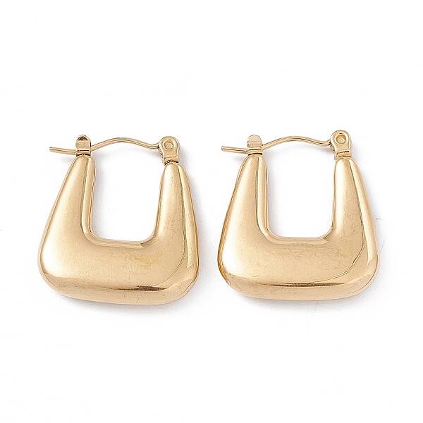 Ion Plating(IP) 304 Stainless Steel Trapezoid Thick Hoop Earrings for Women