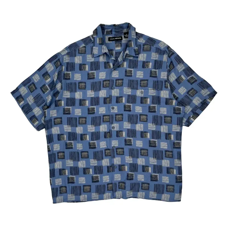 John Henry Hawaiian Shirt - Medium Blue Viscose