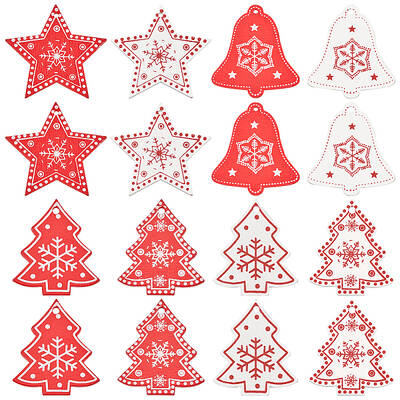 80Pcs 8 Styles Christmas Theme Wood Pendants