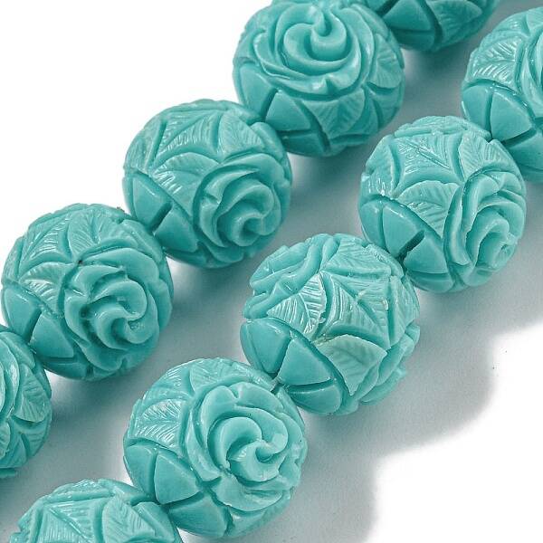 Synthetic Coral Carved Beads Strands