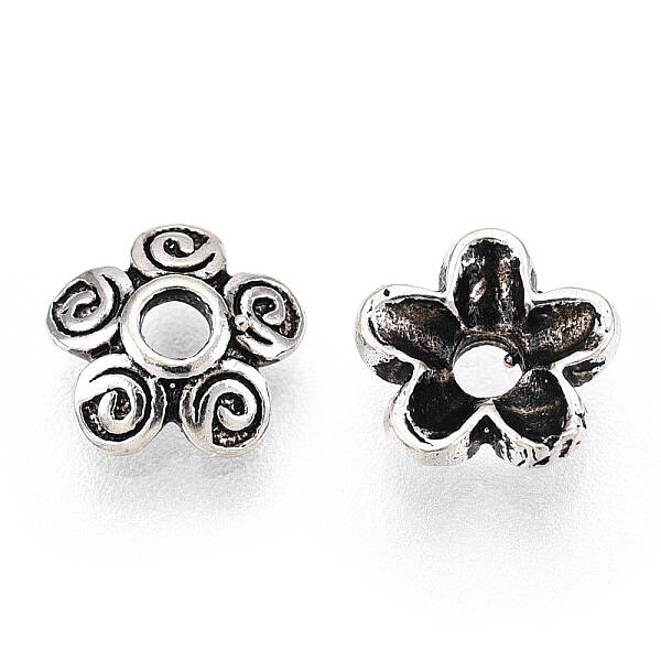 Tibetan Style 925 Sterling Silver Bead Caps