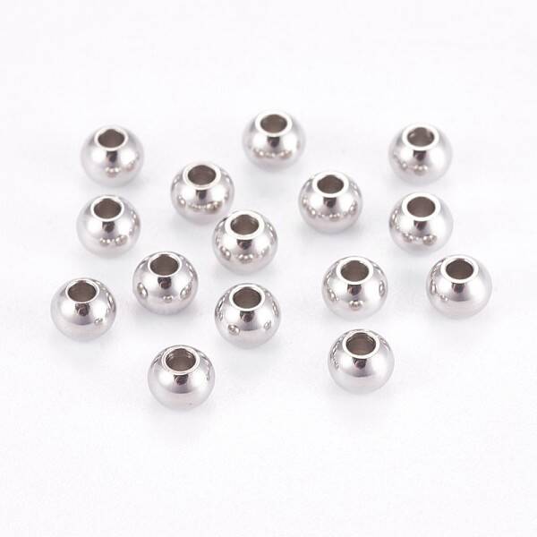 Tarnish Resistant 304 Stainless Steel Smooth Round Spacer Beads