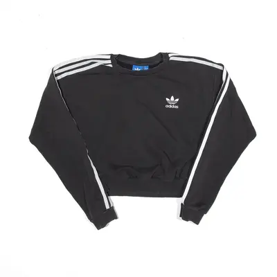 ADIDAS Cropped Sports Sweatshirt Black Womens XS