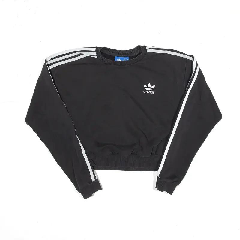 ADIDAS Cropped Sports Sweatshirt Black Womens XS