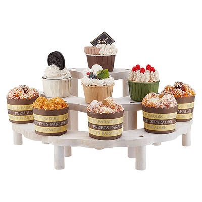 3-Tier Semi-Circle Wood Cupcake Display Risers