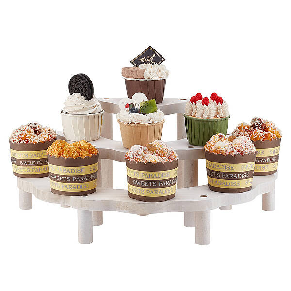 3-Tier Semi-Circle Wood Cupcake Display Risers