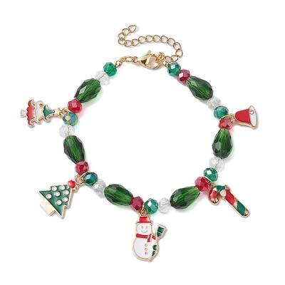 Christmas Tree & Snowman & Bell Alloy Enamel Charm Bracelets