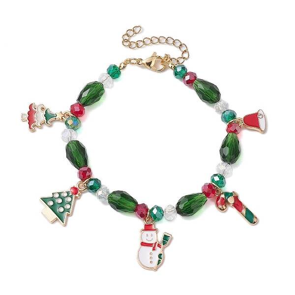 Christmas Tree & Snowman & Bell Alloy Enamel Charm Bracelets