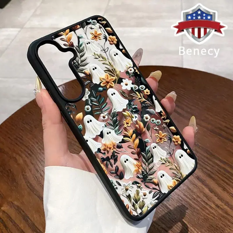 Magnetic Phone Case Supports Wireless Charging Compatible with Galaxy S23  Ultra S24 Plus FE S25 S22+ Halloween Spooky Garden...