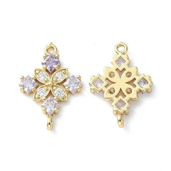 Brass Pave Cubic Zirconia Connector Charms