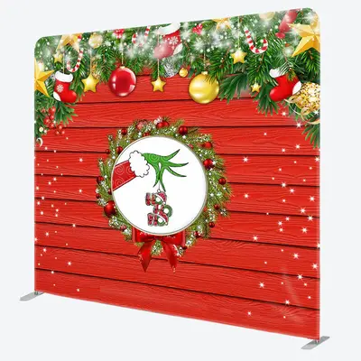 Aperturee Red Wooden Christmas Double-Sided Square Backdrop - Aperturee