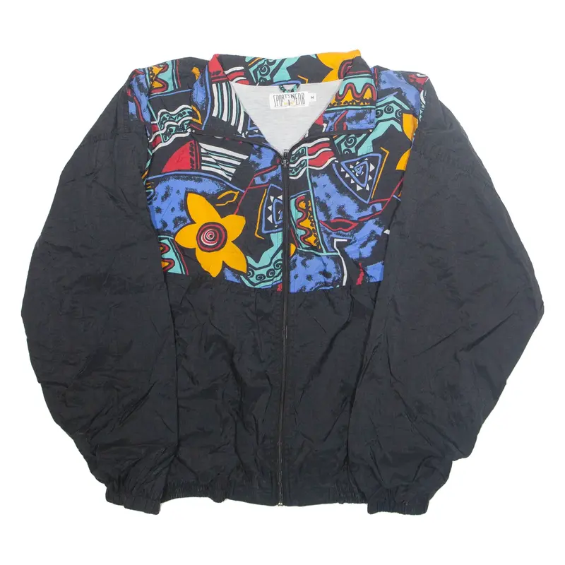 SPORTSWEAR Mens Track Jacket Black Crazy Pattern M