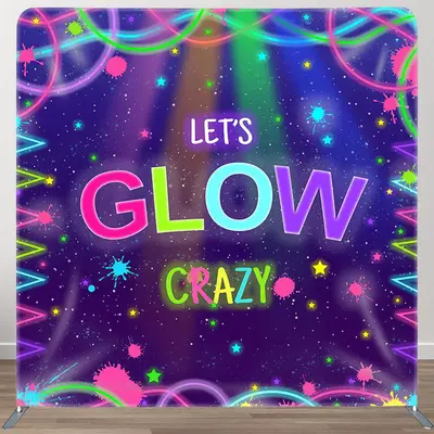 Aperturee Lets Glow Crazy Fabric Backdrop Cover for Birthday - Aperturee
