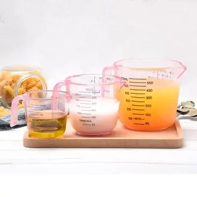 Kitchen Measuring Cup, 3pcs/set 150ml & 300ml & 600ml Clear Baking Measuring Cup with Handle, Kitchen Baking & Cooking Utensi...