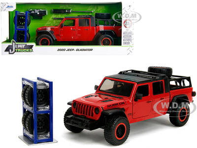 2020 Jeep Gladiator Rubicon Pickup Truck Red with Black Top and Extra Wheels \