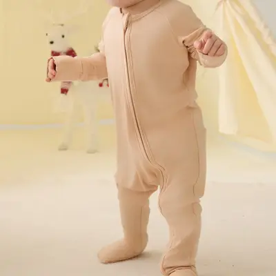 Lenny Goods Newborn Footie Baby Romper Baby Bamboo Pajamas Double Zipper Sleepers