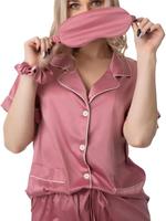 Taniri Luxury Pajama Set for Women with Sleeping Mask & Scrunchie - 4 pieces PJs Gift Set - Silky  Bridesmaids Pajamas Lounge...
